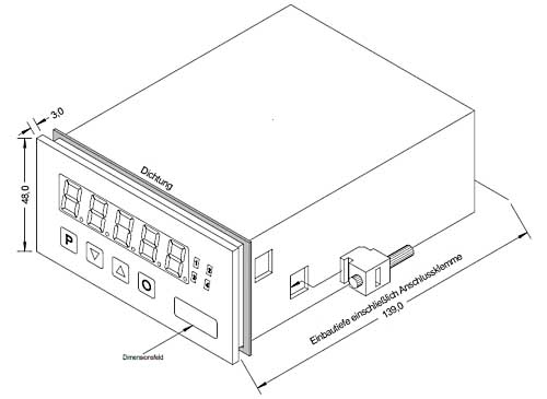Technische tekening van het beeldscherm van de dynamometer 