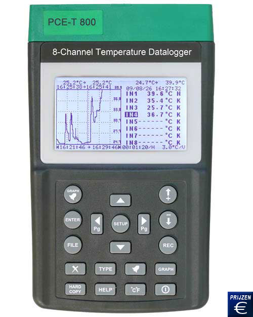 Datalogger voor temperatuur PCE-T 800