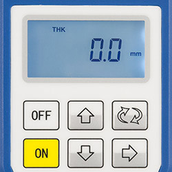 De Diktemeter voor materialen PCE-TG100 met ingeschakelde meetmodus