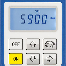 De Diktemeter voor materialen PCE-TG100 met het instellen van de geluidssnelheid
