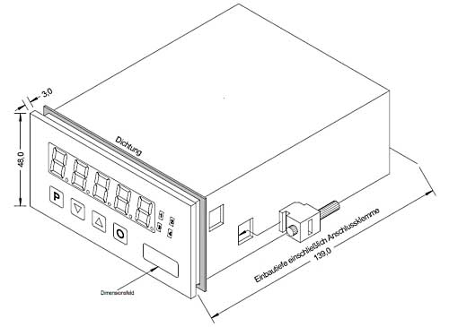 Technische tekening van het beeldscherm van de dynamometer