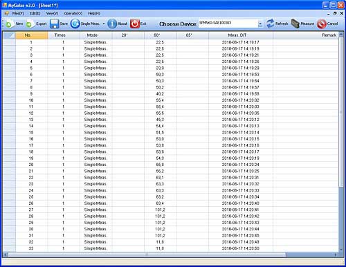 Glansmeter PCE-GM 60: Software