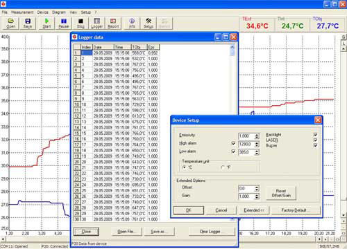 Hoge temperatuurmeter serie PCE-IR 1000 software