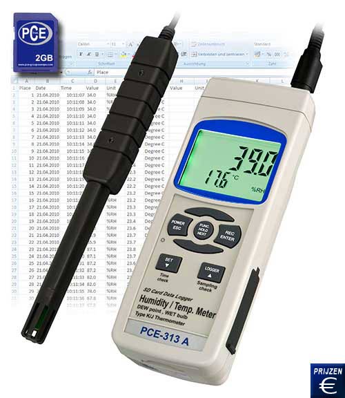 Hygrometer met SD-geheugenkaart PCE-313A 