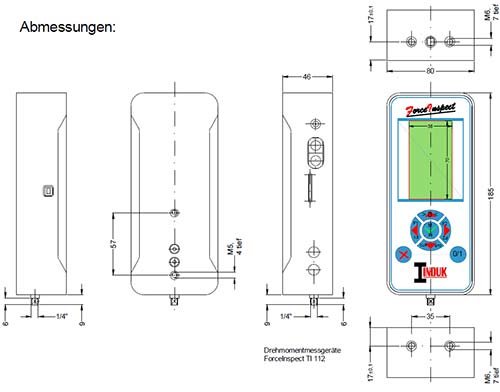 Afmetingen van de Koppelmeter TI112-Serie