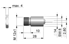 Schets van de miniatuurmeetkop van de Laser temperatuurmeter met LCD-scherm PCE-IR10
