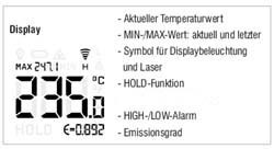 Laser thermometer MS-Plus beeldscherm