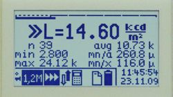 Lichtsterktemeter PCE-L 100 display weergave