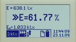 Procentuele verglijkingsmeting van de Lichtsterktemeter PCE-L 100