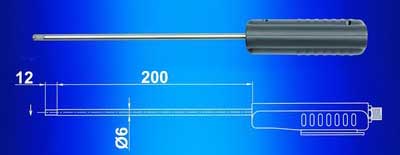 Stroming- en temperatuursonde 0 ... 2 m/s voor luchtvochtigheidsmeter