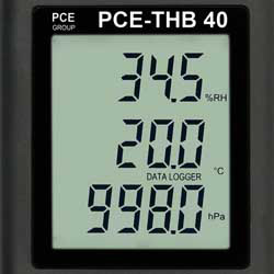 Display van de Multifunctionele drukmeter met datalogger PCE-THB 40 