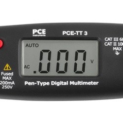 Het beeldscherm van de pen multimeter PCE-TT 3