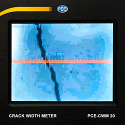 Weergave van de meting in realtime op LC-display van de Scheurmeter PCE-CWM 20