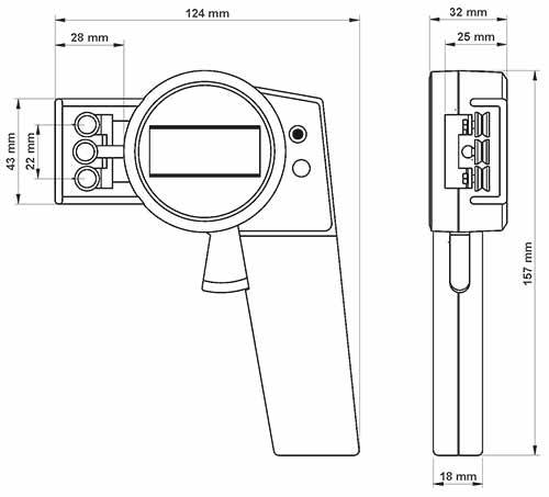 Technische tekening van touw spanningsmeter