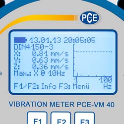 trillingsmeter voor gebouwen PCE-VM serie display