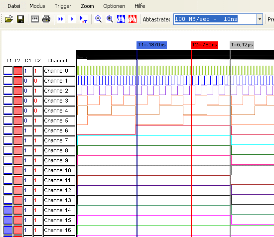 Software van de USB Logica-Analysator USB-LOGI 100